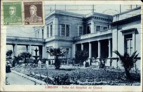 Ak Córdoba Argentinien, Innenhof des Hospital de Clinica