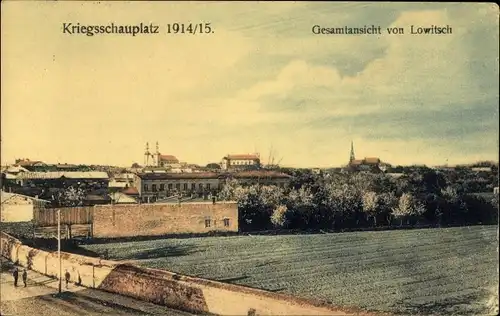 Ak Lowicz Lowitsch Polen, Gesamtansicht, Kriegsschauplatz 1914, Feld