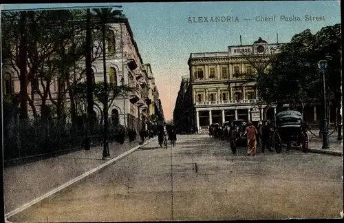 Ak Alexandria Ägypten, Cherif-Pacha-Straße