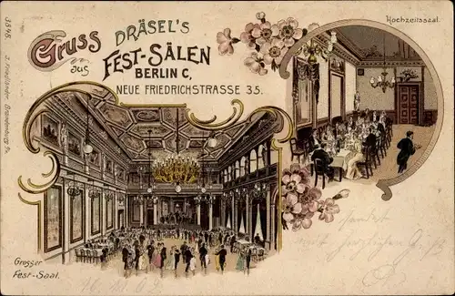 Litho Berlin Mitte, Dräsel's Festsäle, Neue Friedrichstraße 35, Hochzeitssaal, Großer Festsaal