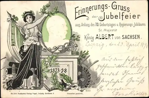 Präge Ak König Albert von Sachsen, Jubelfeier 1898, Regierungsjubiläum