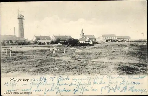 Ak Nordseebad Wangeroog Wangerooge in Ostfriesland, Teilansicht, Leuchtturm, Kirche