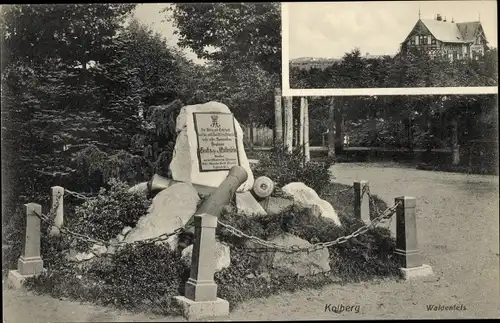 Ak Kołobrzeg Kolberg Pommern, Waldenfels, Gedenkstein