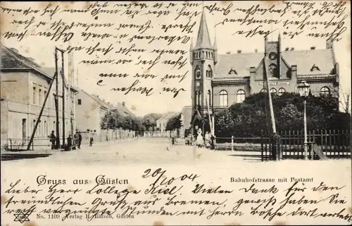 Ak Güsten in Anhalt, Bahnhofstraße, Postamt