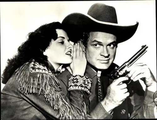 Foto Schauspieler Bob Hope und Jane Russell, Filmszene, Sein Engel mit den zwei Pistolen, Pressefoto