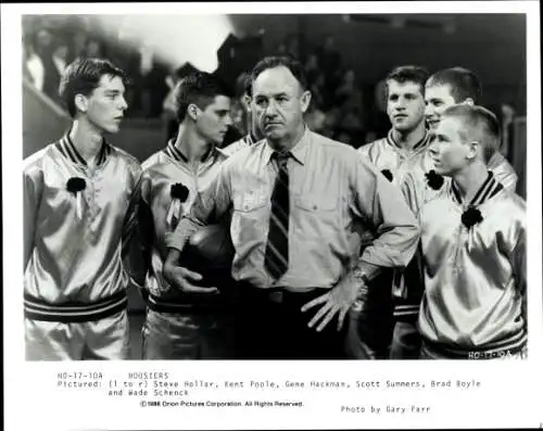 Foto Schauspieler Gene Hackman, Steve Hollar, Scott Summers, Filmszene, Hoosiers, Pressefoto