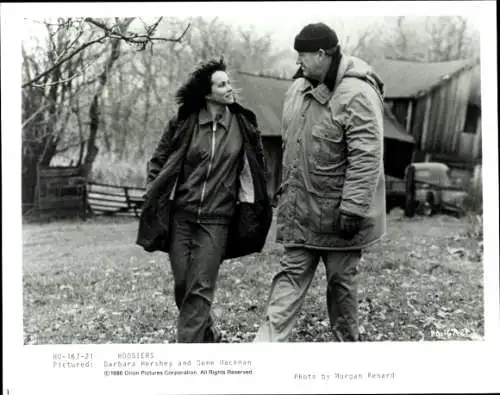 Foto Schauspieler Gene Hackman, Barbara Hershey, Filmszene, Hoosiers, Pressefoto