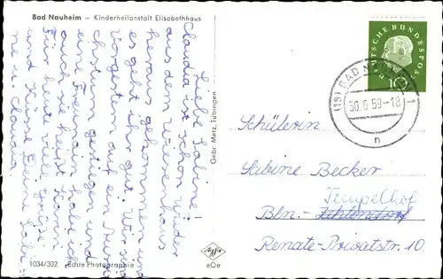 Ak Bad Nauheim in Hessen, Kinderheilanstalt Elisabethhaus