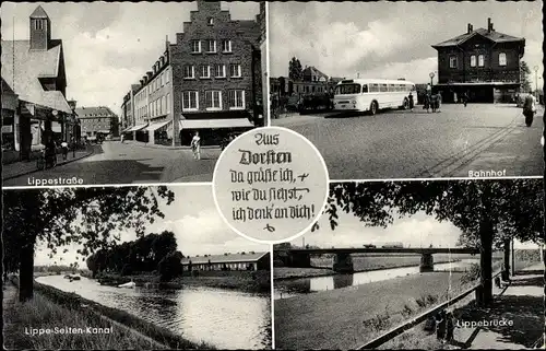 Ak Dorsten in Westfalen, Bahnhof, Lippestraße, Lippebrücke, Lippe-Seiten-Kanal