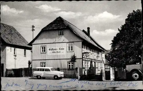 Ak Niedernjesa Friedland, Pensionshaus zur Linde, Parkplatz