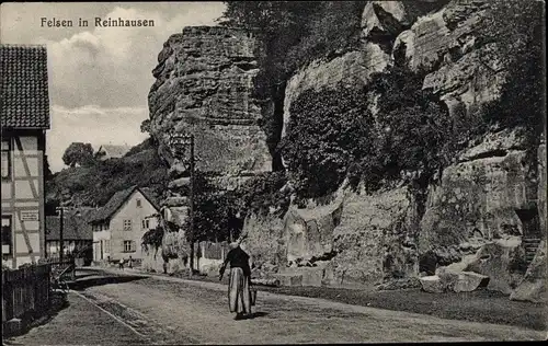Ak Reinhausen Gleichen Landkreis Göttingen, Felsen, Straßenpartie