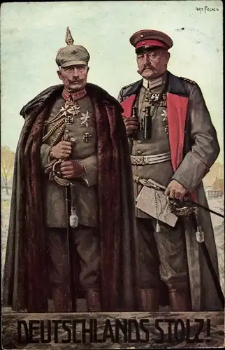 Ak Fischer, Generalfeldmarschall Paul von Hindenburg und Kaiser Wilhelm II.