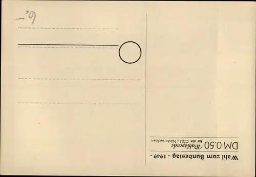 Künstler Ak Dr. Dr. Günther Gereke, Staatsminister, Wahl Bundestag 1949 Wahlspende CDU Niedersachsen