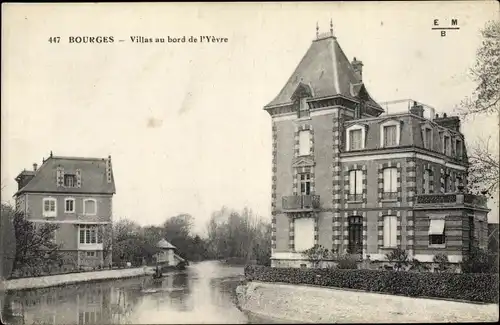 Ak Bourges Cher, Villas au bord de l'Yèvre