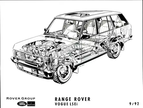 Foto Range Rover Vogue LSEi, schematische Zeichnung, 9/1992