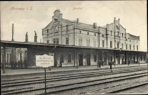 Ak Meerane in Sachsen, Bahnhof Gleisseite