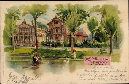 Litho Riddagshausen Braunschweig in Niedersachsen, Gasthaus Herrenkrug