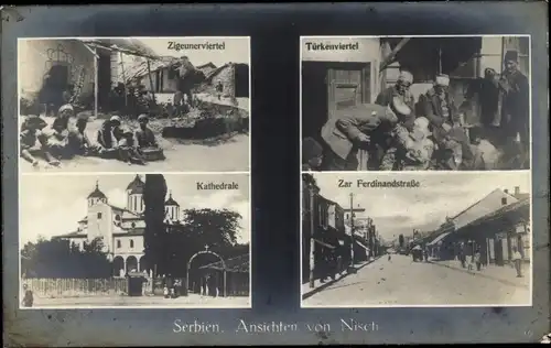 Ak Niš Nisch Serbien, Zigeunerviertel, Türkenviertel, Zar Ferdinandstraße, Kathedrale