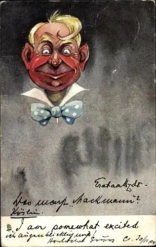 Künstler Ak Ich bin etwas aufgeregt, Karikatur