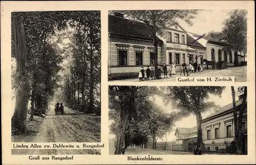 Ak Rangsdorf in Brandenburg, Gasthof von H. Ziedrich, Blankenfelder Straße, Linden Allee