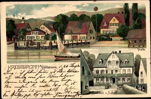 Litho Kressbronn am Bodensee, Gasthaus zum Schiff, Anlegestelle