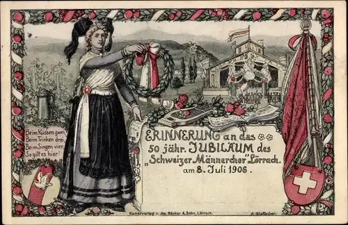 Ak Lörrach in Baden, 50 jähriges Jubiläum des Schweizer Männerchor 1906