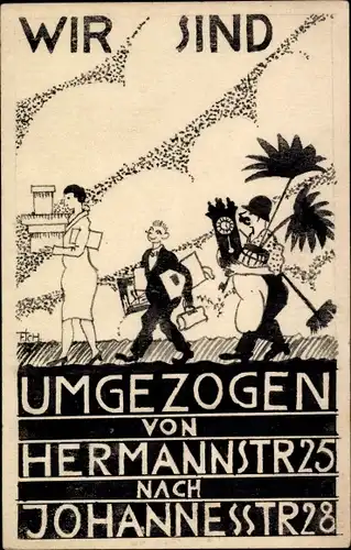 Ak Heidesheim am Rhein, Umzugsanzeige, von Hermannstraße 25 nach Johannesstraße 28