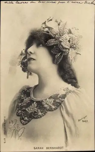 Ak Schauspielerin Sarah Bernhardt, Portrait