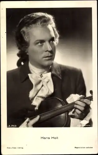 Ak Schauspieler Hans Holt, Portrait, Violine, Film Foto Verlag A 3715/2