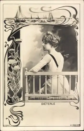 Passepartout Ak Schauspielerin Diéterle, Seitenportrait