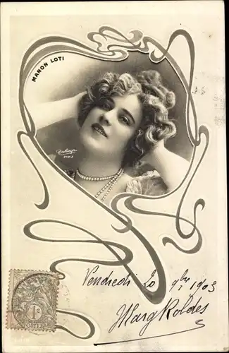 Ak Schauspielerin Manon Loti, Portrait
