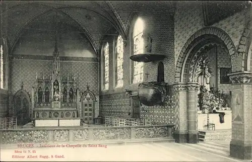 Ak Bruges Brügge Flandern Westflandern, Kapelle Saint Sang, Innenansicht