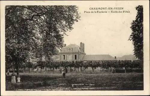 Ak Chaumont en Vexin Oise, Place de la Foulerie, Mädchenschule