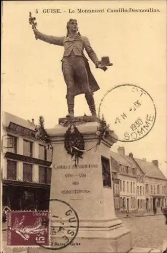 Ak Guise Aisne, Denkmal Camille-Desmoulins