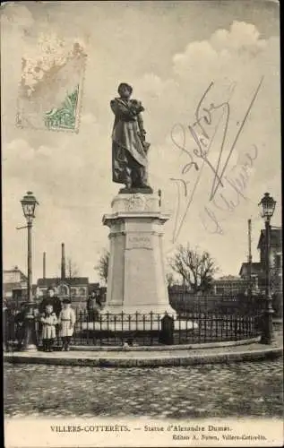 Ak Villers Cotterêts Aisne, Statue Alexandre Dumas