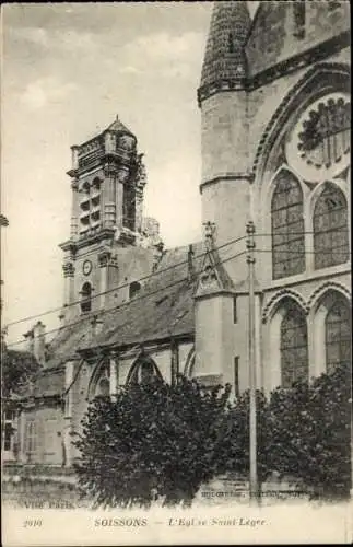 Ak Soissons Aisne, Kirche Saint-Leger