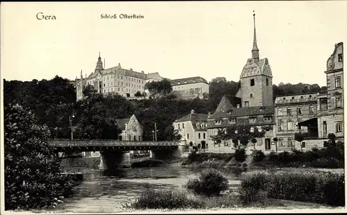 Ak Untermhaus Gera in Thüringen, Schloss Osterstein, Brücke, Kirche