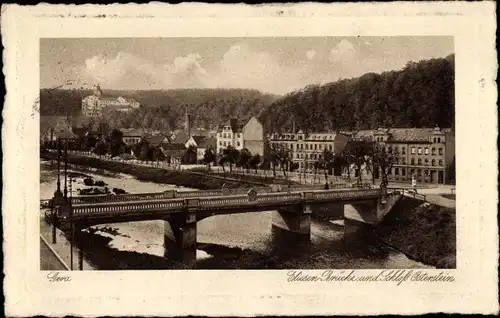 Ak Gera in Thüringen, Brücke, Schloss Osterstein