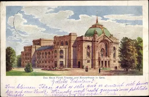 Litho Gera in Thüringen, Neues Fürstlisches Theater, Konzerthaus