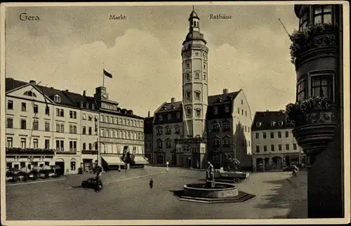 Ak Gera in Thüringen, Markt, Rathaus