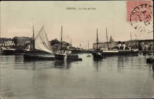 Ak Dieppe Seine Maritime, Blick auf den Hafen