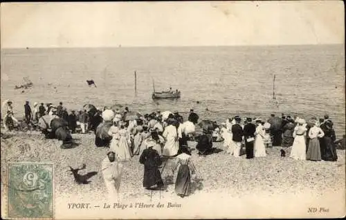 Ak Yport Seine Maritime, Strand zur Badezeit