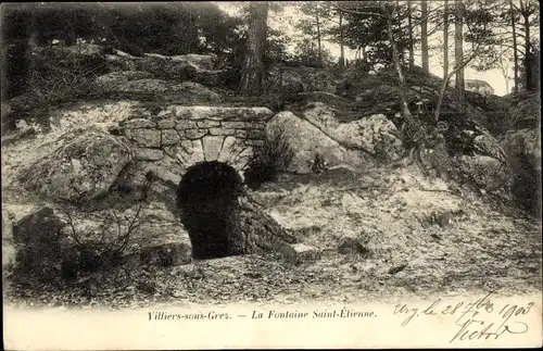 Ak Villiers sous Grez Seine et Marne, La Fontaine Saint-Etienne