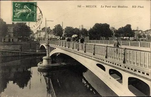 Ak Melun Seine et Marne, Le Pont aux Moulins