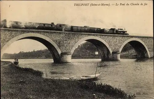 Ak Tripport Seine et Marne, Die Eisenbahnbrücke