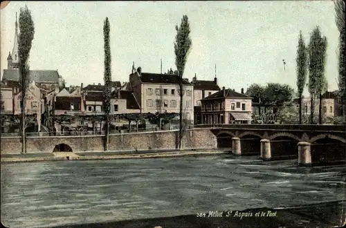 Ak Melun Seine et Marne, St. Aspais, Le Pont