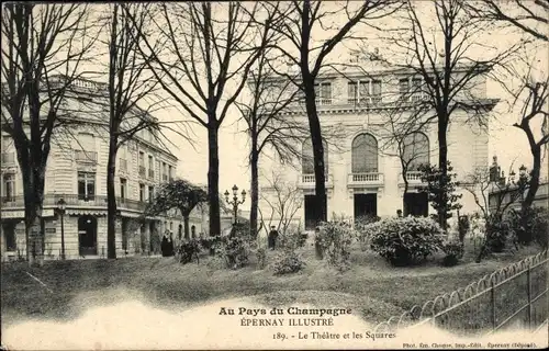 Ak Épernay Marne, Theater und Plätze