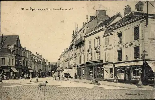 Ak Epernay Marne, Rue Porte Lucas