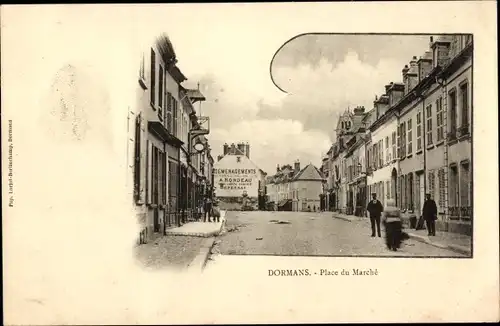 Postkarte Marne de Dorman, Marktplatz