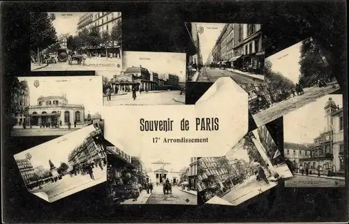 Ak Paris XVII., Straßenpartie, Place Clichy, Denkmal